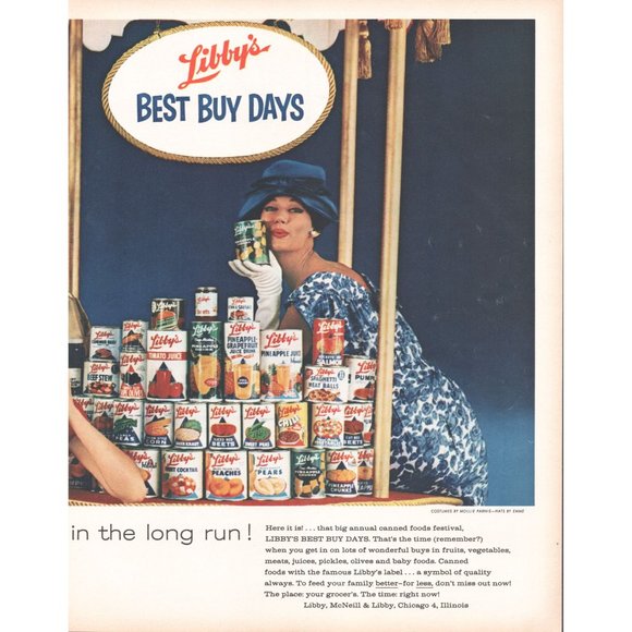 1960 Libby's Canned Food 2 Page Vintage Print Ad Carousel Store Display Wall Art - Picture 3 of 3